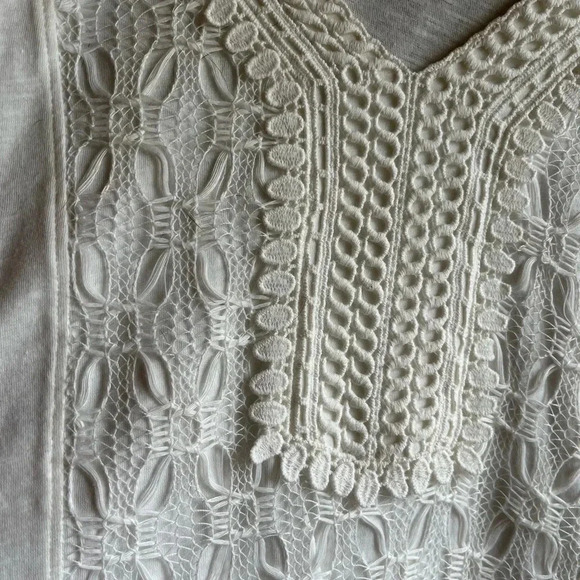 Ruby Rd. Cream 3/4 Sleeve Lace Detail M - Picture 2 of 3